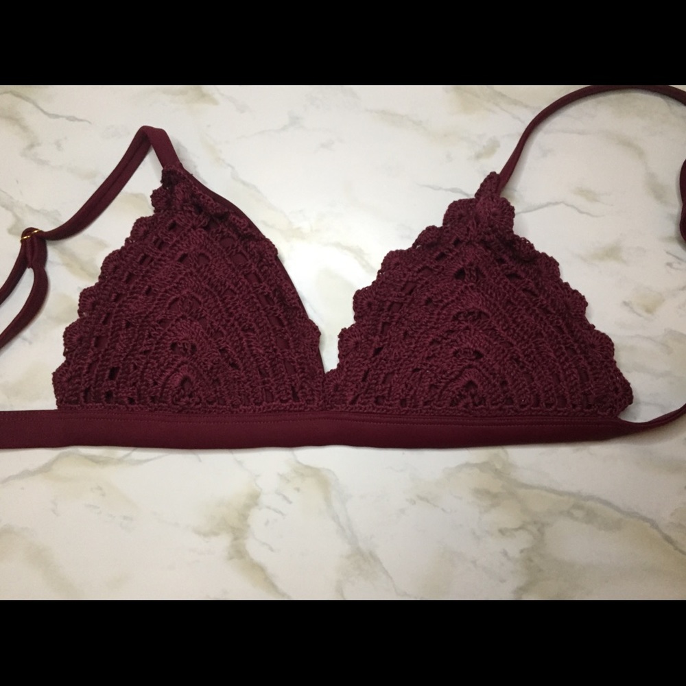 Massimo Crochet Maroon Bikini top